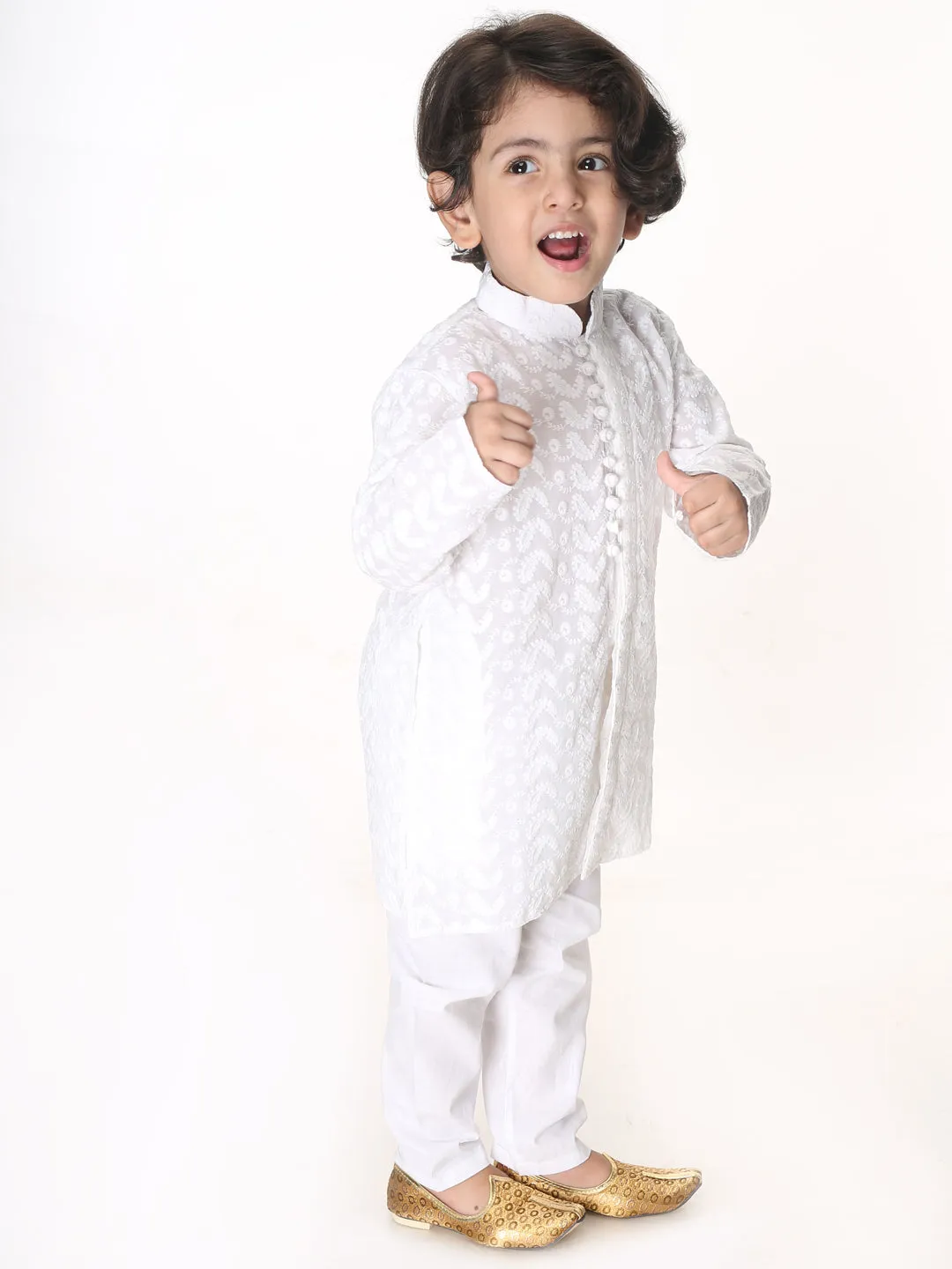 VASTRAMAY Boys White Pure Cotton Kurta