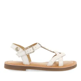 WHITE LEATHER SANDALS WITH STUDS FOR GIRL AND BOYMAWES