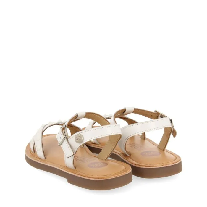 WHITE LEATHER SANDALS WITH STUDS FOR GIRL AND BOYMAWES