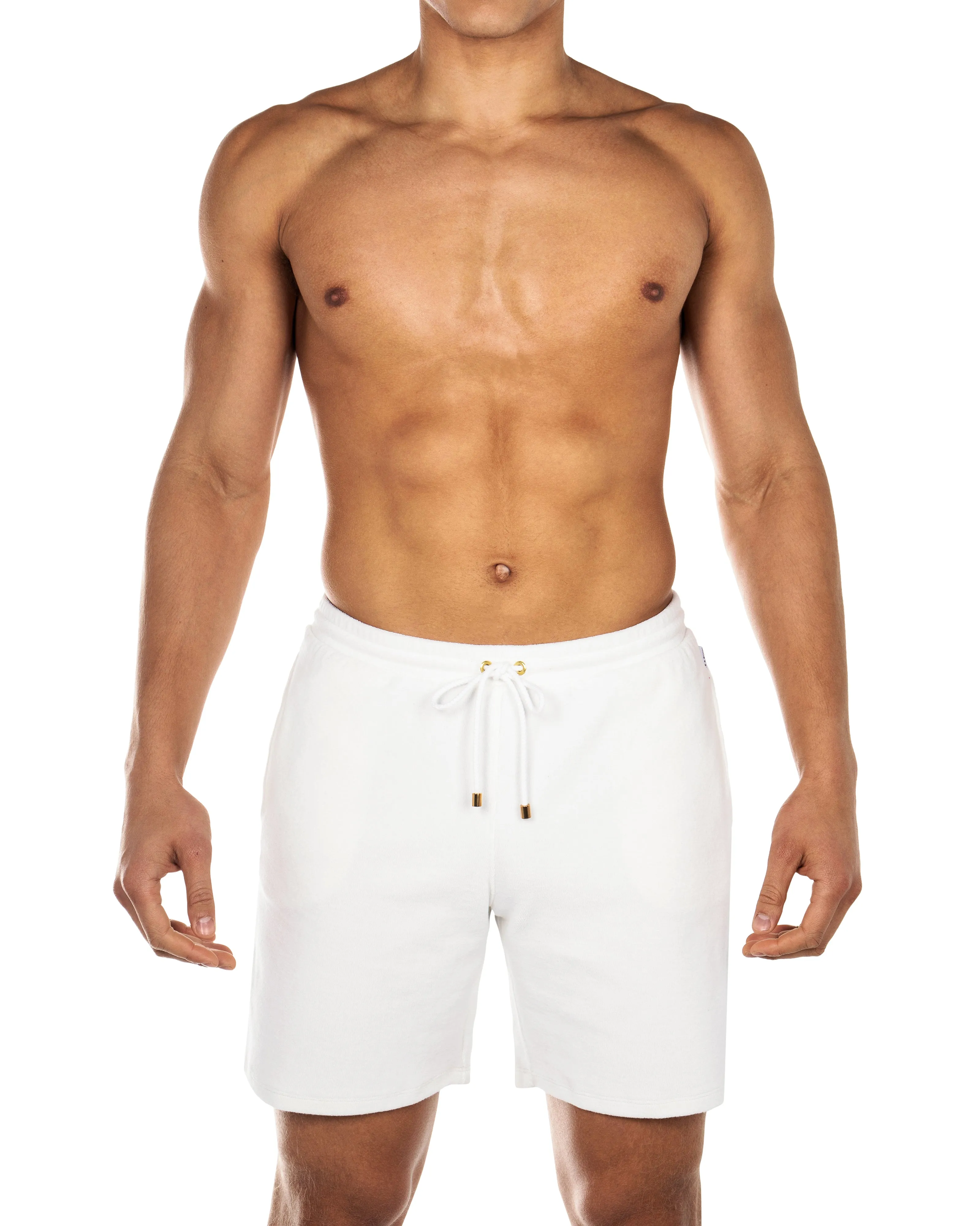 White Riviera terry shorts