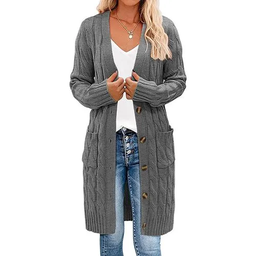 Women's Cardigan Sweater Long Sleeve Sweaters & Cardigans Casual Elegant Solid Color