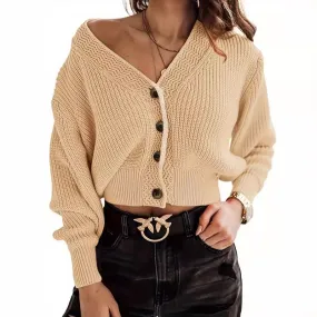 Women's Cardigan Sweater Long Sleeve Sweaters & Cardigans Elegant Streetwear Solid Color