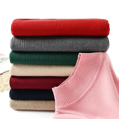 Women's Knitwear Long Sleeve Sweaters & Cardigans Rib-knit Simple Style Solid Color