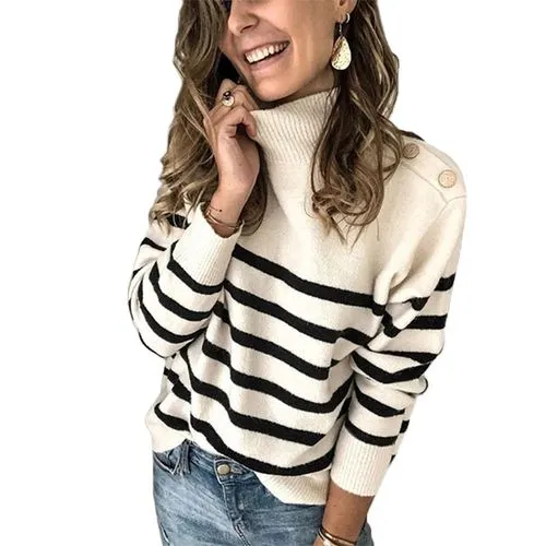 Women's Sweater Long Sleeve Sweaters & Cardigans Braid Fashion Stripe