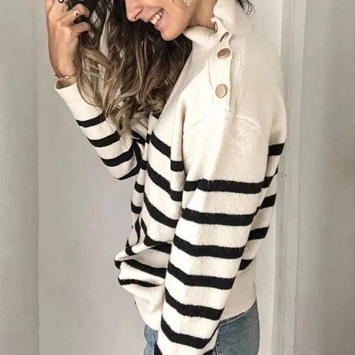 Women's Sweater Long Sleeve Sweaters & Cardigans Braid Fashion Stripe