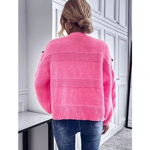 Women's Sweater Long Sleeve Sweaters & Cardigans Button Fashion Strawberry