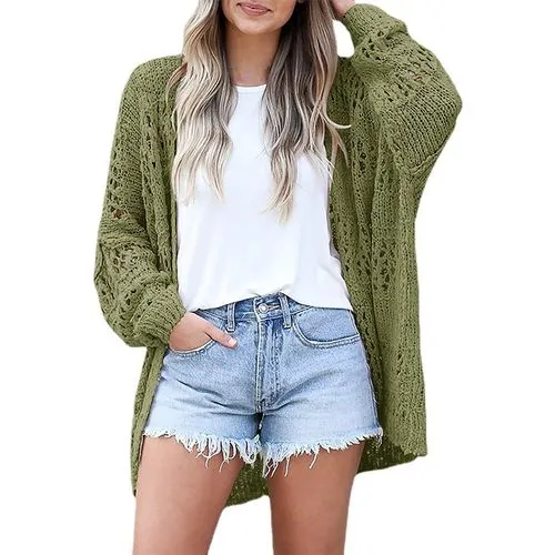 Women's Sweater Long Sleeve Sweaters & Cardigans Hollow Out Casual Solid Color