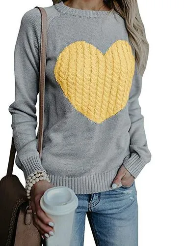 Women's Sweater Long Sleeve Sweaters & Cardigans Hollow Out Fashion Heart Shape