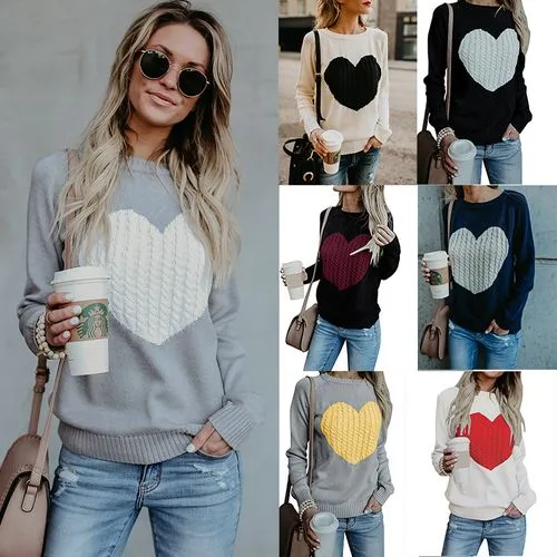 Women's Sweater Long Sleeve Sweaters & Cardigans Hollow Out Fashion Heart Shape