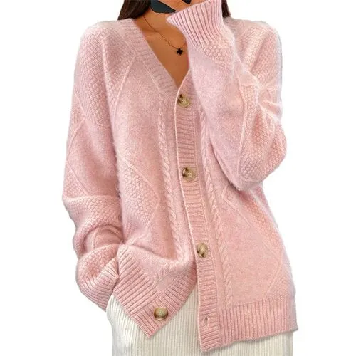 Women's Sweater Long Sleeve Sweaters & Cardigans Jacquard Rib-Knit Casual Elegant Solid Color