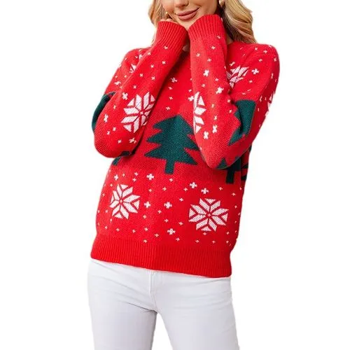 Women's Sweater Long Sleeve Sweaters & Cardigans Jacquard Streetwear Christmas Tree Snowflake