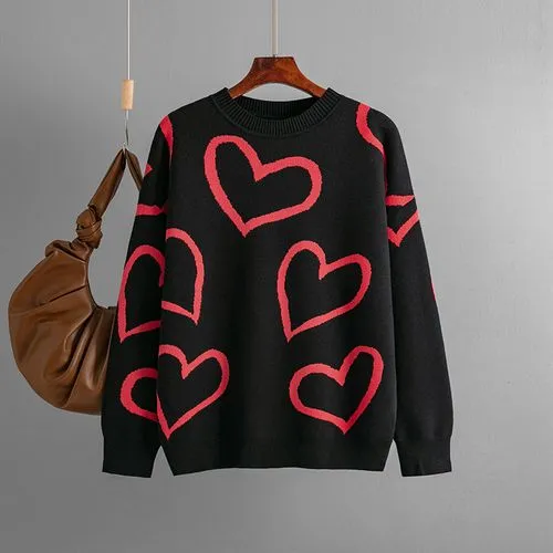 Women's Sweater Long Sleeve Sweaters & Cardigans Jacquard Vacation Heart Shape