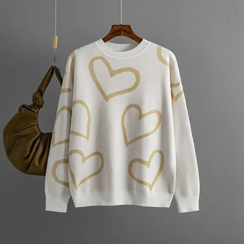 Women's Sweater Long Sleeve Sweaters & Cardigans Jacquard Vacation Heart Shape