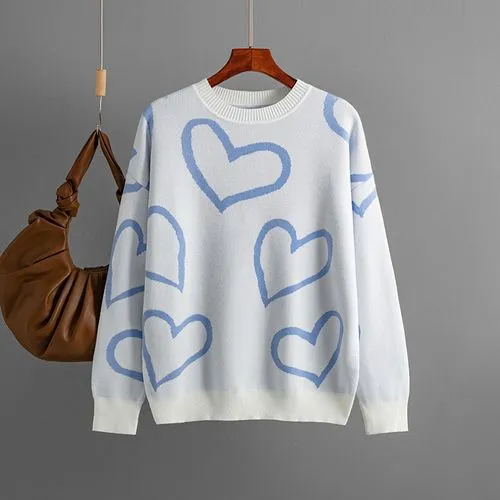 Women's Sweater Long Sleeve Sweaters & Cardigans Jacquard Vacation Heart Shape