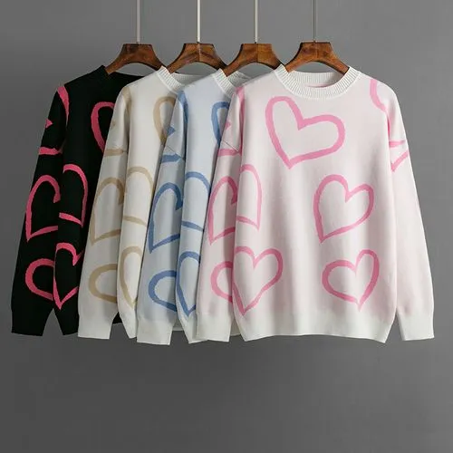 Women's Sweater Long Sleeve Sweaters & Cardigans Jacquard Vacation Heart Shape