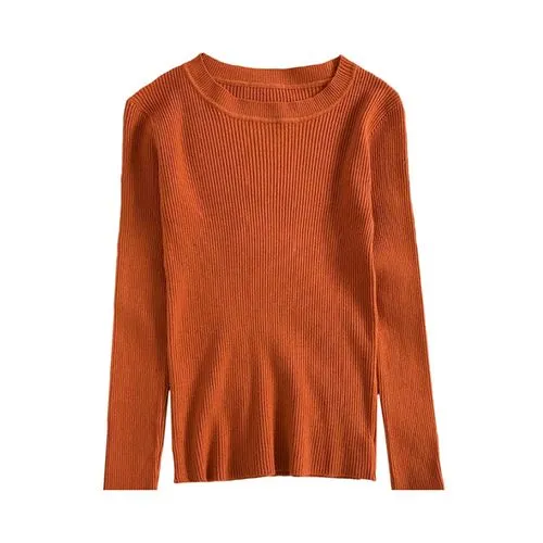 Women's Sweater Long Sleeve Sweaters & Cardigans Rib-knit Vacation Solid Color