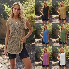 Women's Vest Sleeveless Sweaters & Cardigans Casual Simple Style Solid Color Grid