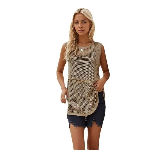 Women's Vest Sleeveless Sweaters & Cardigans Casual Simple Style Solid Color Grid