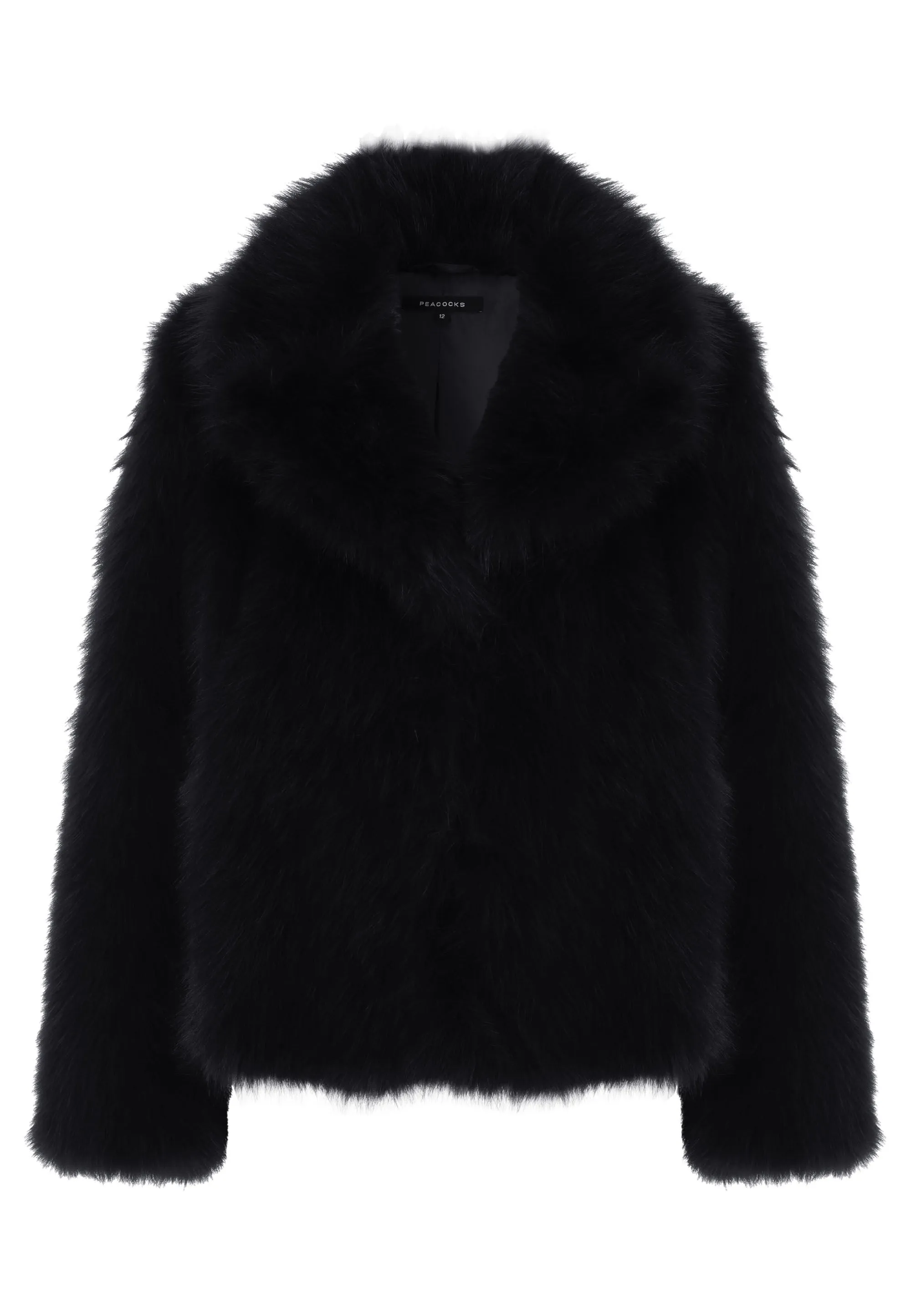 Womens Black Short Fluffy Coat