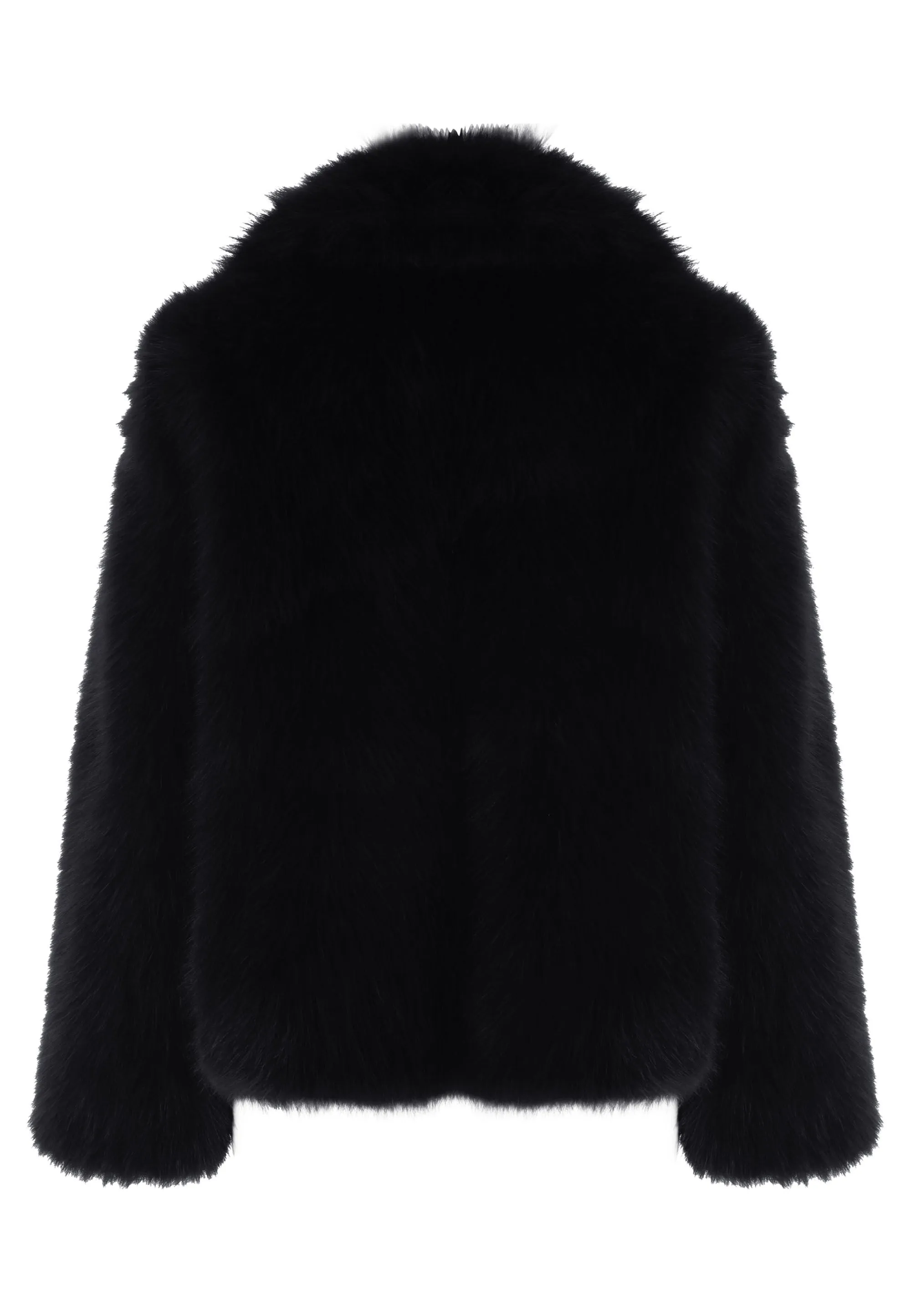 Womens Black Short Fluffy Coat